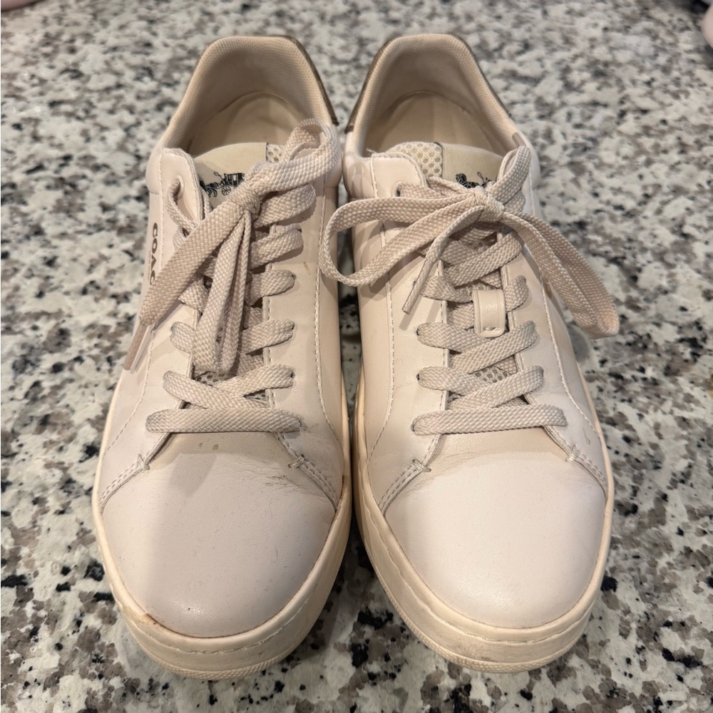 Coach Women's Cream Lace-Up Sneakers